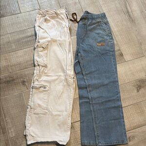 Beige Cargo Pants and Blue Jeans
